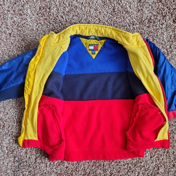 VTG Early Y2k Tommy Hilfiger Colorblock Full Zip Fleece Jacket Sz 18-24M - Picture 3 of 6